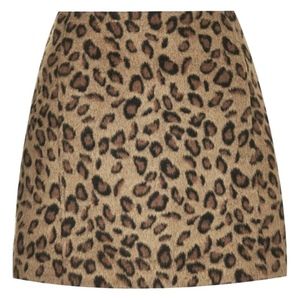 Topshop Wool Blend Leopard Print Miniskirt US 10
